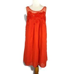 Anthropologie Meadow Rue Orange Embellished Tunic Shift Dress Sleeveless Top 8